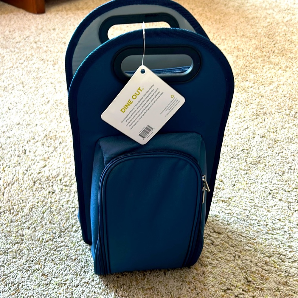 2 bottle wine tote  navy